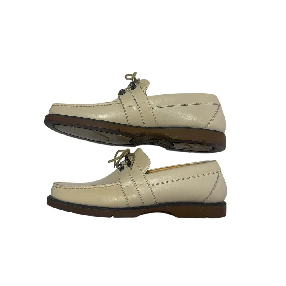 Salvatore Ferragamo Beige Leather Driver‎ Loafers Men's 8 US Made in Italy